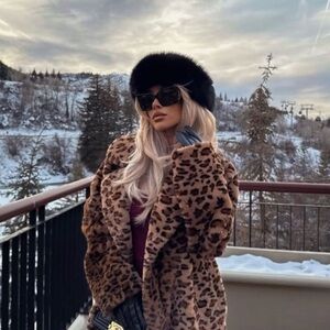 DENNIS BY DENNIS BASSO VINTAGE FAUX CHEETAH FUR COAT